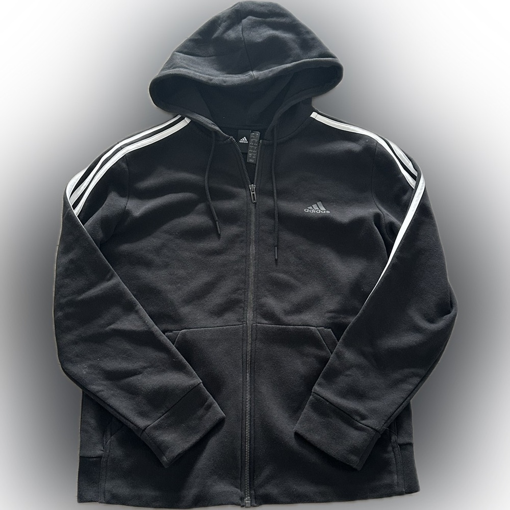 Adidas Essentials 3-Stripe Full-Zip Fleece Hoodie